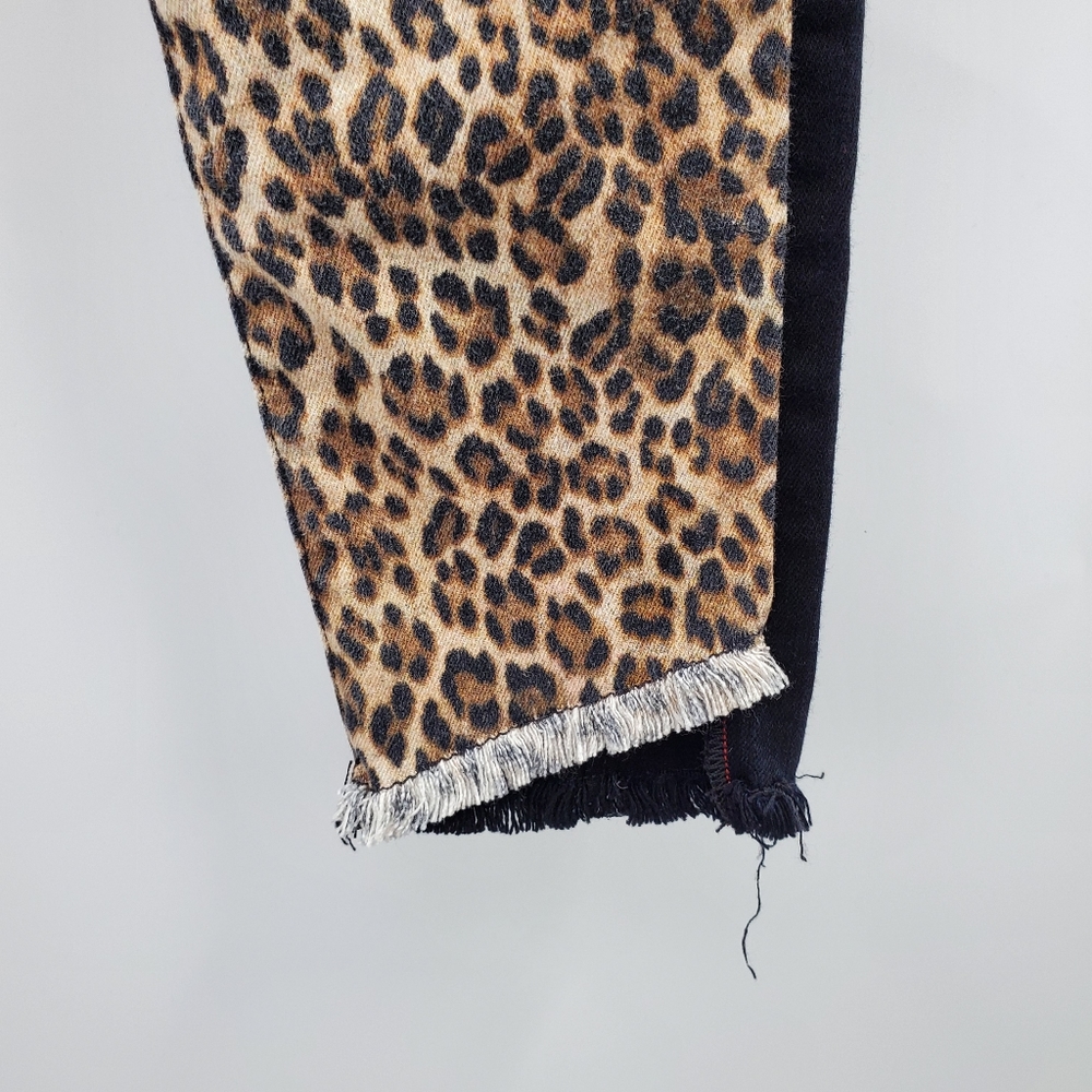 Alice + Olivia Leopard Print High Rise Skinny Jeans Queen Of The Night Black Raw - Picture 3 of 8